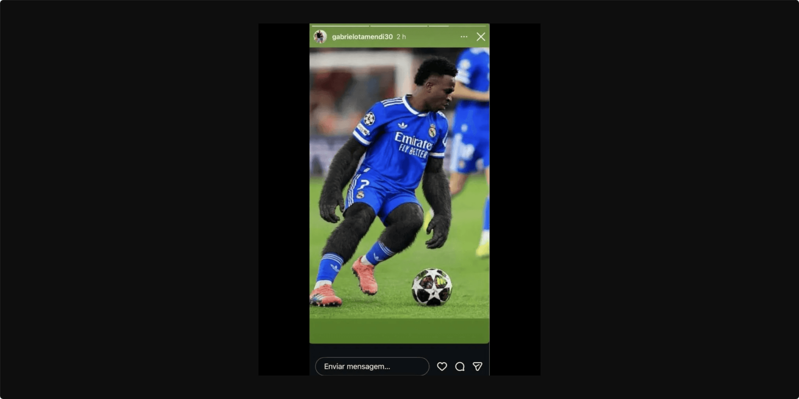 Vile Racist Outrage! Otamendi’s Brother Posts Horrific Edited Image Of Vinicius Jr With Gorilla Limbs On Instagram Ahead Of Real Madrid Clash!